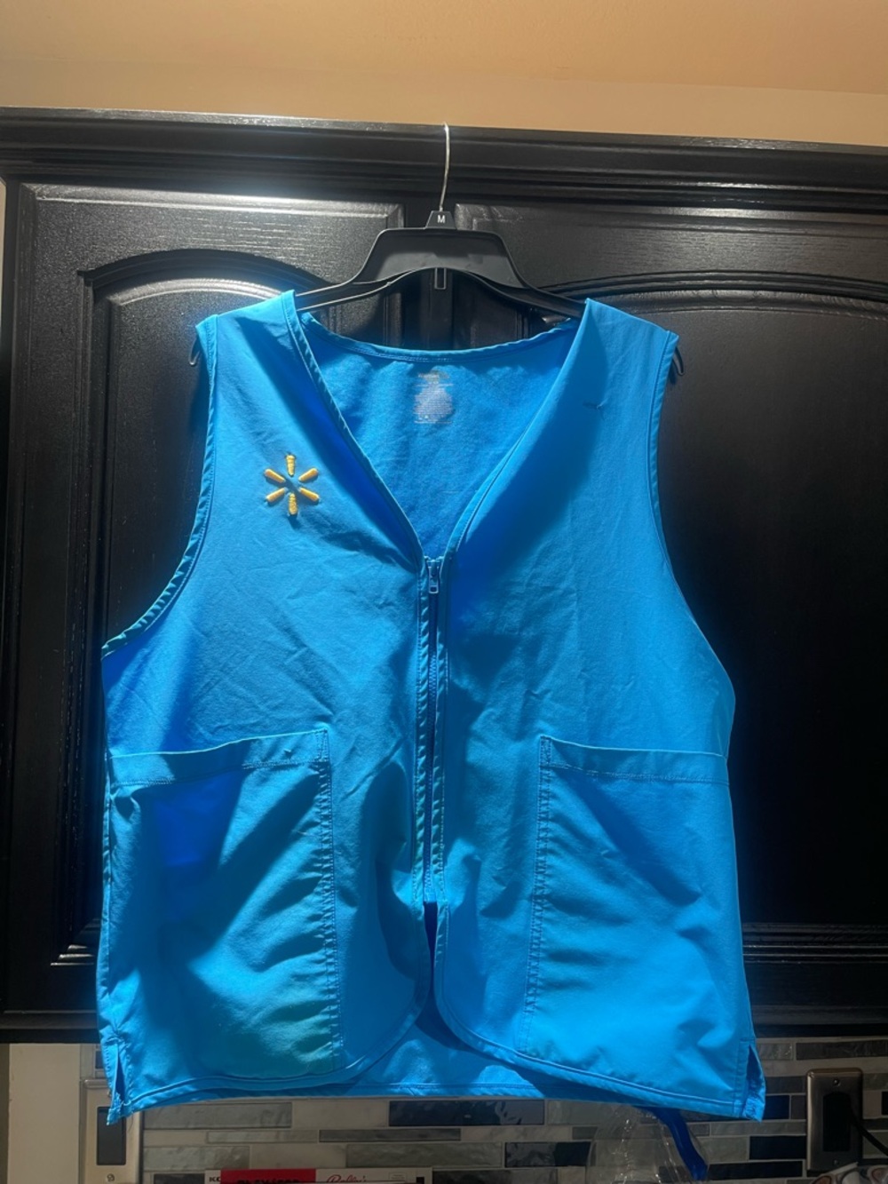 Walmart Vest Mens Medium Blue Uniform Work Zip Employee Retail Staff